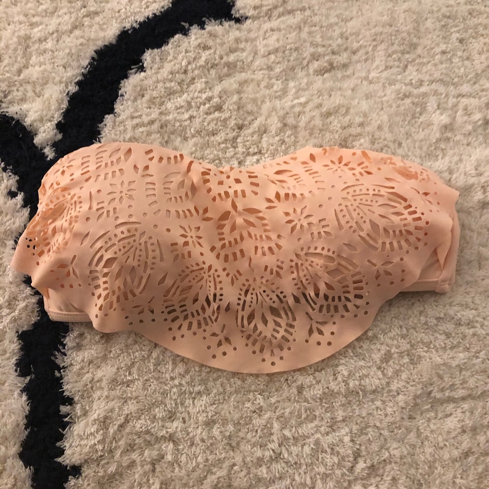 peach strapless bikini top